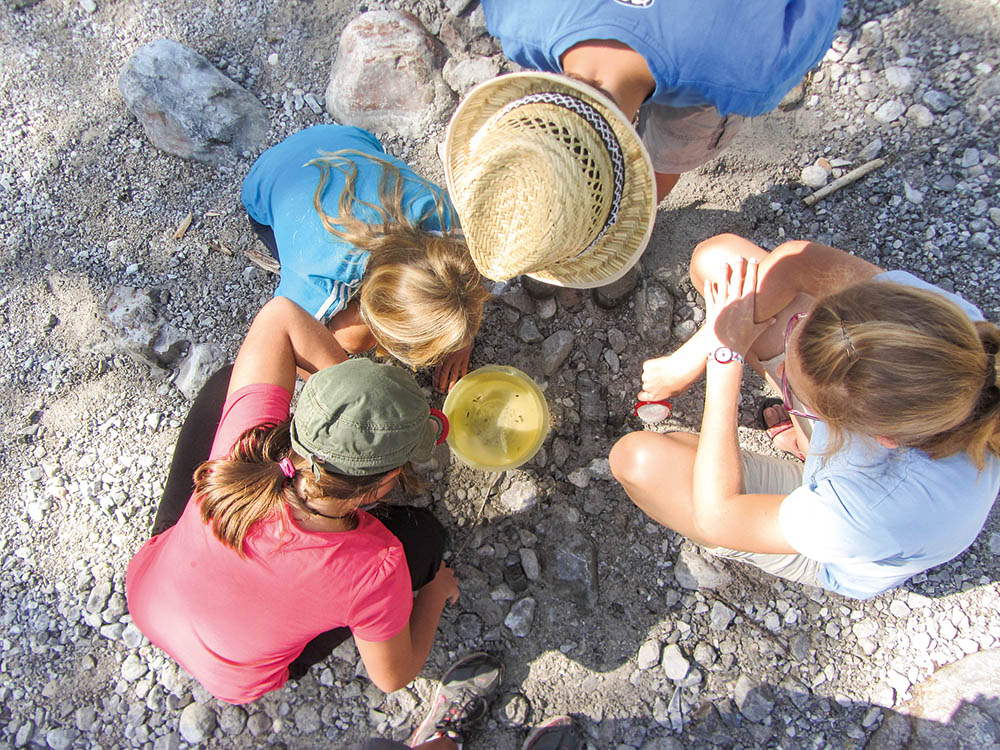 Children in the creek bed