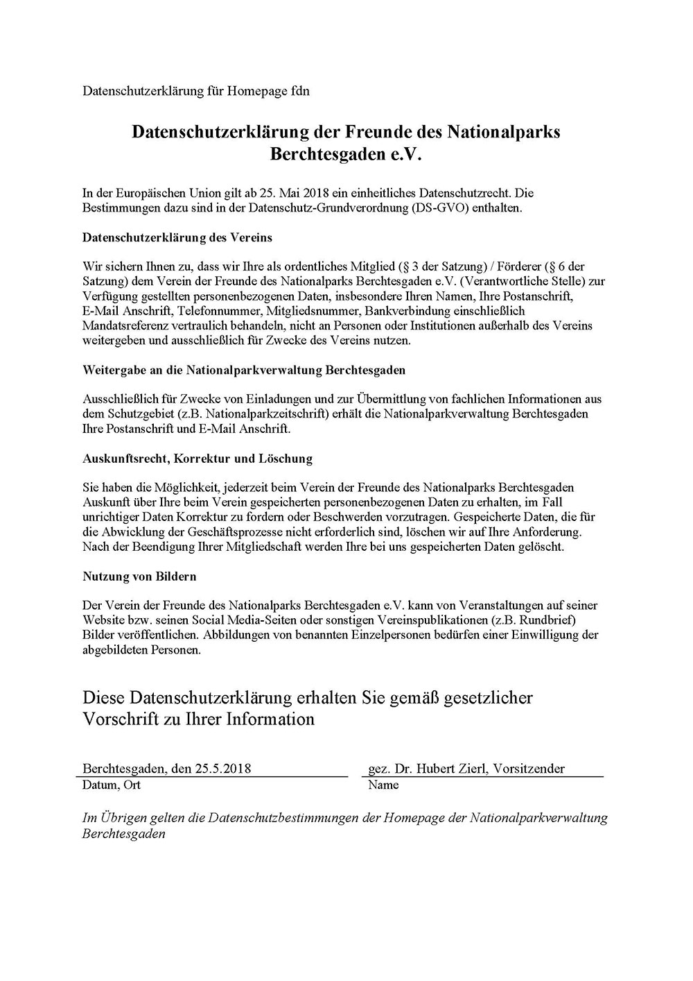 Datenschutz - Freunde des Nationalparks e.V.