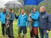 Beim Festakt zur Auswilderung (v.l.): Dr. Roland Baier (Nationalparkleiter), David Schuhwerk (LBV) mit „Dagmar“, Umweltminister Thorsten Glauber, Ulrich Brendel (Nationalpark) mit „Recka“, Dr. Norbert Schäffer (LBV-Vorsitzender)