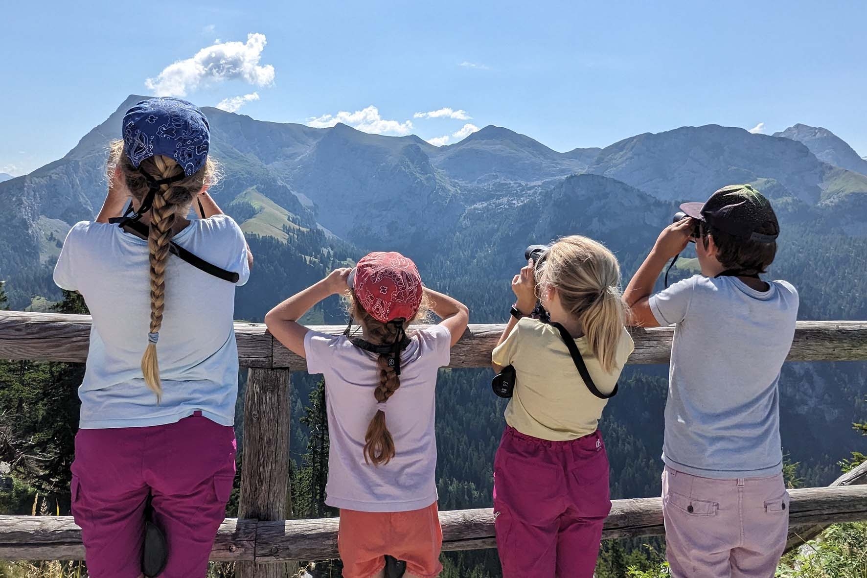 Pressebild: Auf der Suche nach Alpendohlen am Jennergipfel: 330 Kinder, Jugendliche und Erwachsene nahmen an insgesamt 15 Veranstaltungen des traditionellen Sommer-Ferienprogramm der Nationalparkverwaltung teil. Finanziert wurde das Programm von der Dr. Heinz und Maria Loewe-Stiftung. 